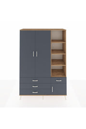 Hyperion Dolap 5 Raflı 4 Çekmeceli Tek Askılı 132x44x195 Çam-Antrasit/Antrasit