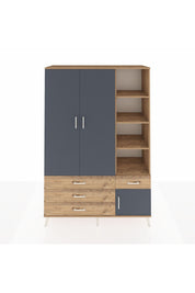 Hyperion Dolap 5 Raflı 4 Çekmeceli Tek Askılı 132x44x195 Çam-Antrasit/Çam