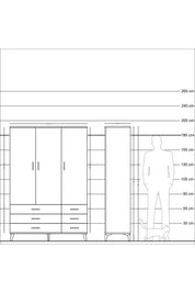 Hyperion Dolap 5 Raflı 6 Çekmeceli Tek Askılı 132x44x195 Aytaşı-Çam/Aytaşı