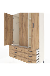 Hyperion Dolap 5 Raflı 6 Çekmeceli Tek Askılı 132x44x195 Aytaşı-Çam/Çam