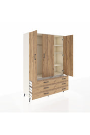 Hyperion Dolap 5 Raflı 6 Çekmeceli Tek Askılı 132x44x195 Aytaşı-Çam/Çam