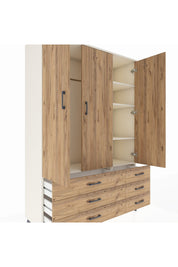 Hyperion Dolap 5 Raflı 6 Çekmeceli Tek Askılı 132x44x195 Aytaşı-Çam/Çam