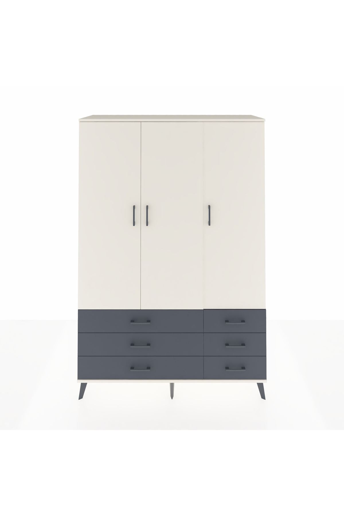 Hyperion Dolap 5 Raflı 6 Çekmeceli Tek Askılı 132x44x195 Aytaşı-Aytaşı/Antrasit