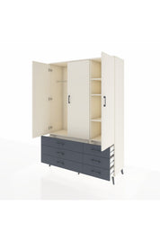 Hyperion Dolap 5 Raflı 6 Çekmeceli Tek Askılı 132x44x195 Aytaşı-Aytaşı/Antrasit