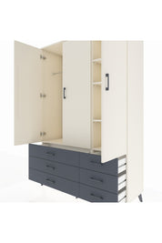 Hyperion Dolap 5 Raflı 6 Çekmeceli Tek Askılı 132x44x195 Aytaşı-Aytaşı/Antrasit