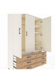 Hyperion Dolap 5 Raflı 6 Çekmeceli Tek Askılı 132x44x195 Aytaşı-Aytaşı/Çam