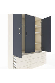 Hyperion Dolap 5 Raflı 6 Çekmeceli Tek Askılı 132x44x195 Aytaşı-Antrasit/Aytaşı