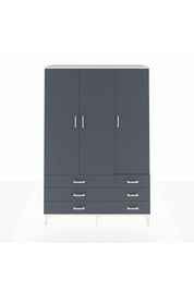 Hyperion Dolap 5 Raflı 6 Çekmeceli Tek Askılı 132x44x195 Aytaşı-Antrasit/Antrasit