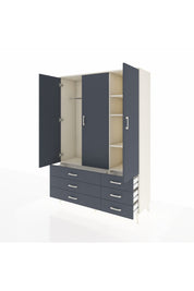 Hyperion Dolap 5 Raflı 6 Çekmeceli Tek Askılı 132x44x195 Aytaşı-Antrasit/Antrasit