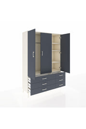 Hyperion Dolap 5 Raflı 6 Çekmeceli Tek Askılı 132x44x195 Aytaşı-Antrasit/Antrasit