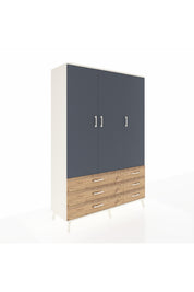 Hyperion Dolap 5 Raflı 6 Çekmeceli Tek Askılı 132x44x195 Aytaşı-Antrasit/Çam