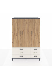 Hyperion Dolap 5 Raflı 6 Çekmeceli Tek Askılı 132x44x195 Antrasit-Çam/Aytaşı