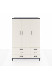 Hyperion Dolap 5 Raflı 6 Çekmeceli Tek Askılı 132x44x195 Antrasit-Aytaşı/Aytaşı