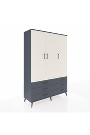 Hyperion Dolap 5 Raflı 6 Çekmeceli Tek Askılı 132x44x195 Antrasit-Aytaşı/Antrasit