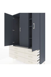 Hyperion Dolap 5 Raflı 6 Çekmeceli Tek Askılı 132x44x195 Antrasit-Antrasit/Aytaşı