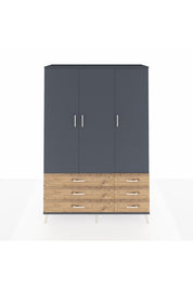 Hyperion Dolap 5 Raflı 6 Çekmeceli Tek Askılı 132x44x195 Antrasit-Antrasit/Çam