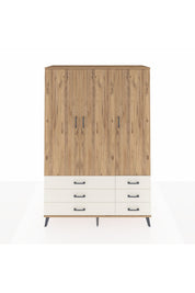 Hyperion Dolap 5 Raflı 6 Çekmeceli Tek Askılı 132x44x195 Çam-Çam/Aytaşı