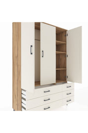 Hyperion Dolap 5 Raflı 6 Çekmeceli Tek Askılı 132x44x195 Çam-Aytaşı/Aytaşı