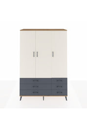 Hyperion Dolap 5 Raflı 6 Çekmeceli Tek Askılı 132x44x195 Çam-Aytaşı/Antrasit