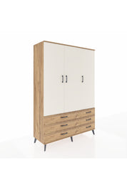 Hyperion Dolap 5 Raflı 6 Çekmeceli Tek Askılı 132x44x195 Çam-Aytaşı/Çam