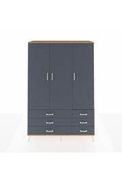 Hyperion Dolap 5 Raflı 6 Çekmeceli Tek Askılı 132x44x195 Çam-Antrasit/Antrasit