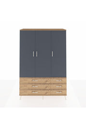 Hyperion Dolap 5 Raflı 6 Çekmeceli Tek Askılı 132x44x195 Çam-Antrasit/Çam