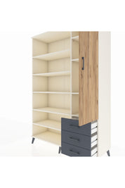 Hyperion Dolap 9 Raflı 3 Çekmeceli Tek Kapaklı  132x44x195 Aytaşı-Çam/Antrasit