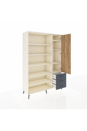 Hyperion Dolap 9 Raflı 3 Çekmeceli Tek Kapaklı  132x44x195 Aytaşı-Çam/Antrasit