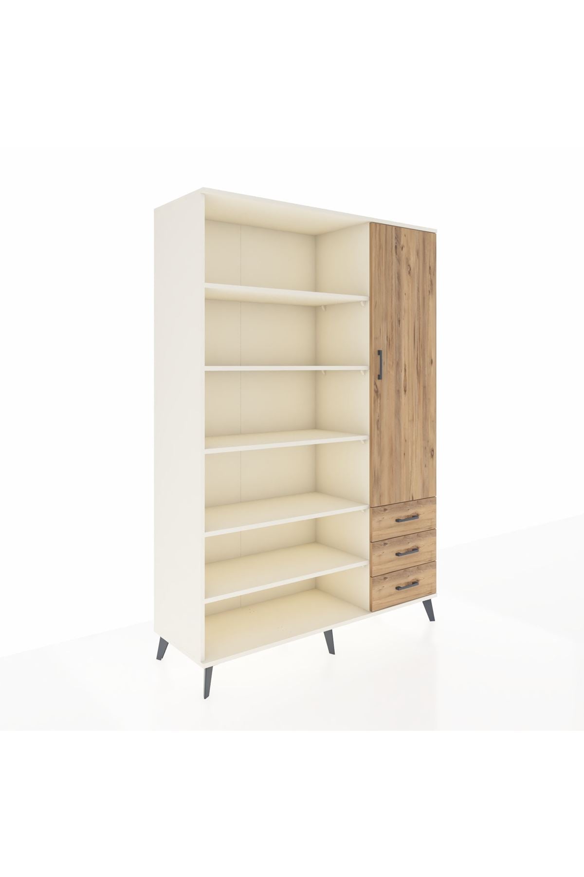 Hyperion Dolap 9 Raflı 3 Çekmeceli Tek Kapaklı  132x44x195 Aytaşı-Çam/Çam