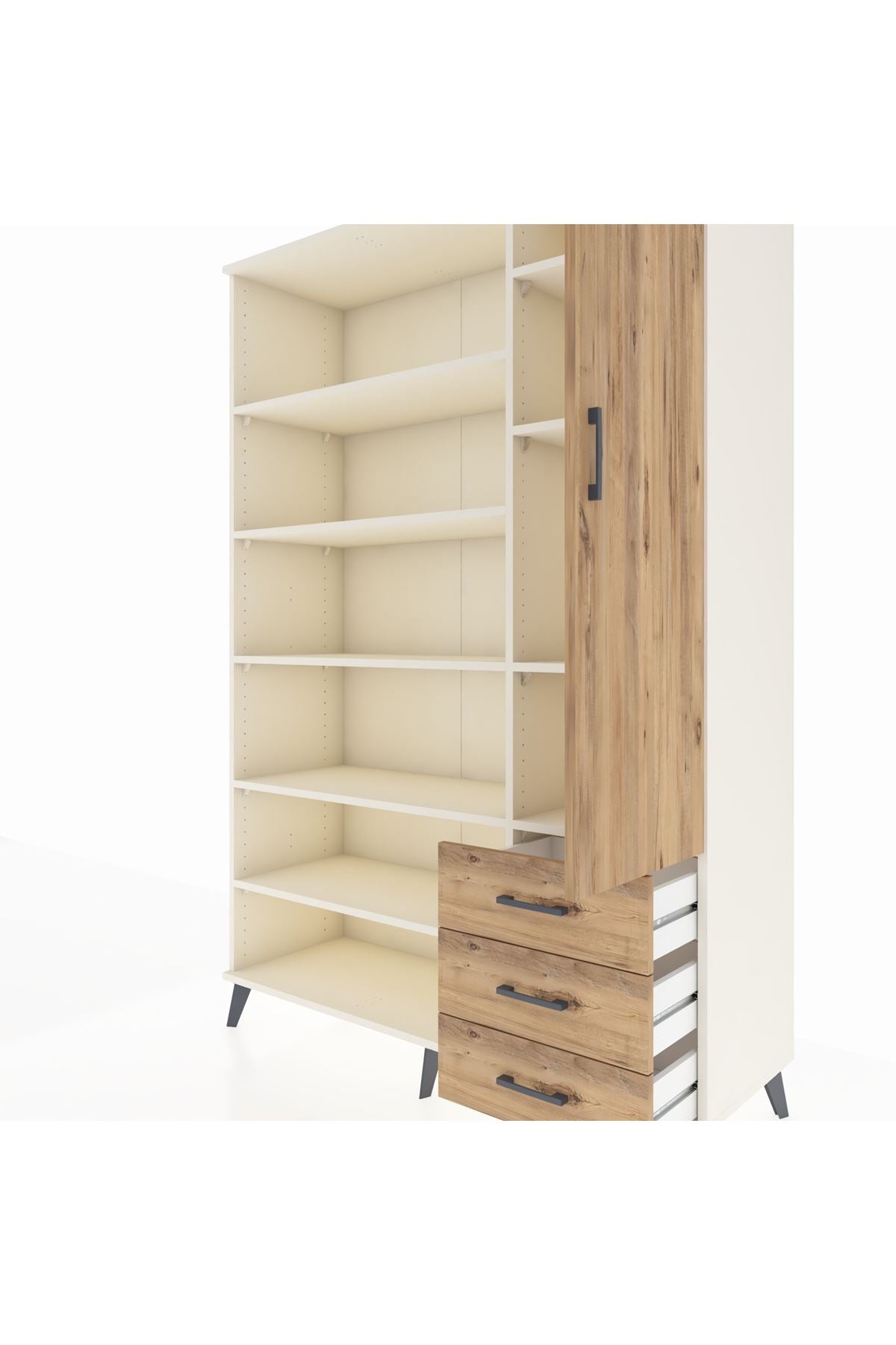 Hyperion Dolap 9 Raflı 3 Çekmeceli Tek Kapaklı  132x44x195 Aytaşı-Çam/Çam