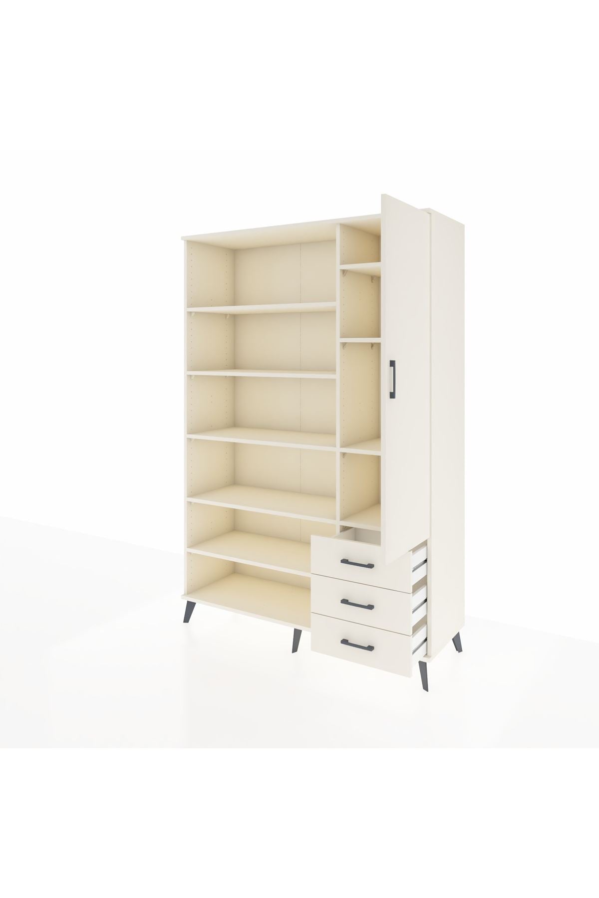 Hyperion Dolap 9 Raflı 3 Çekmeceli Tek Kapaklı  132x44x195 Aytaşı-Aytaşı/Aytaşı