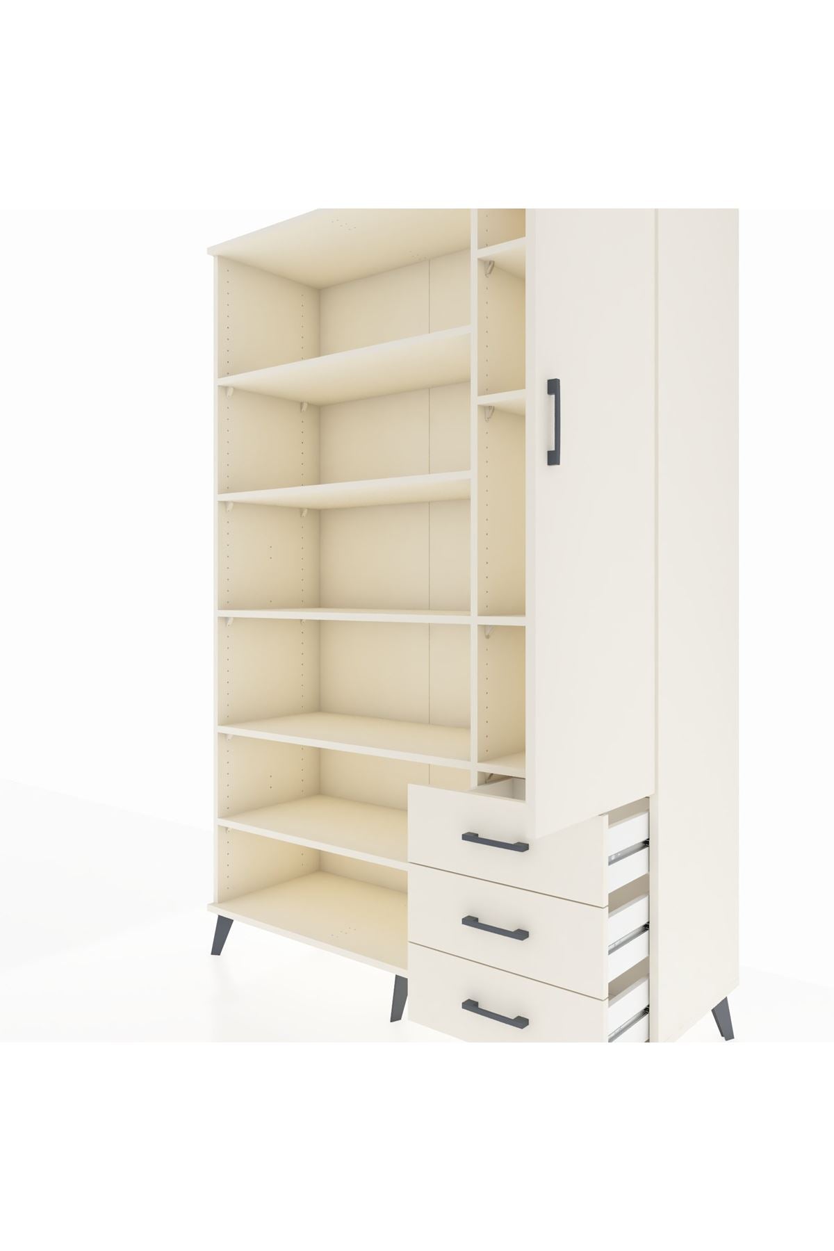 Hyperion Dolap 9 Raflı 3 Çekmeceli Tek Kapaklı  132x44x195 Aytaşı-Aytaşı/Aytaşı