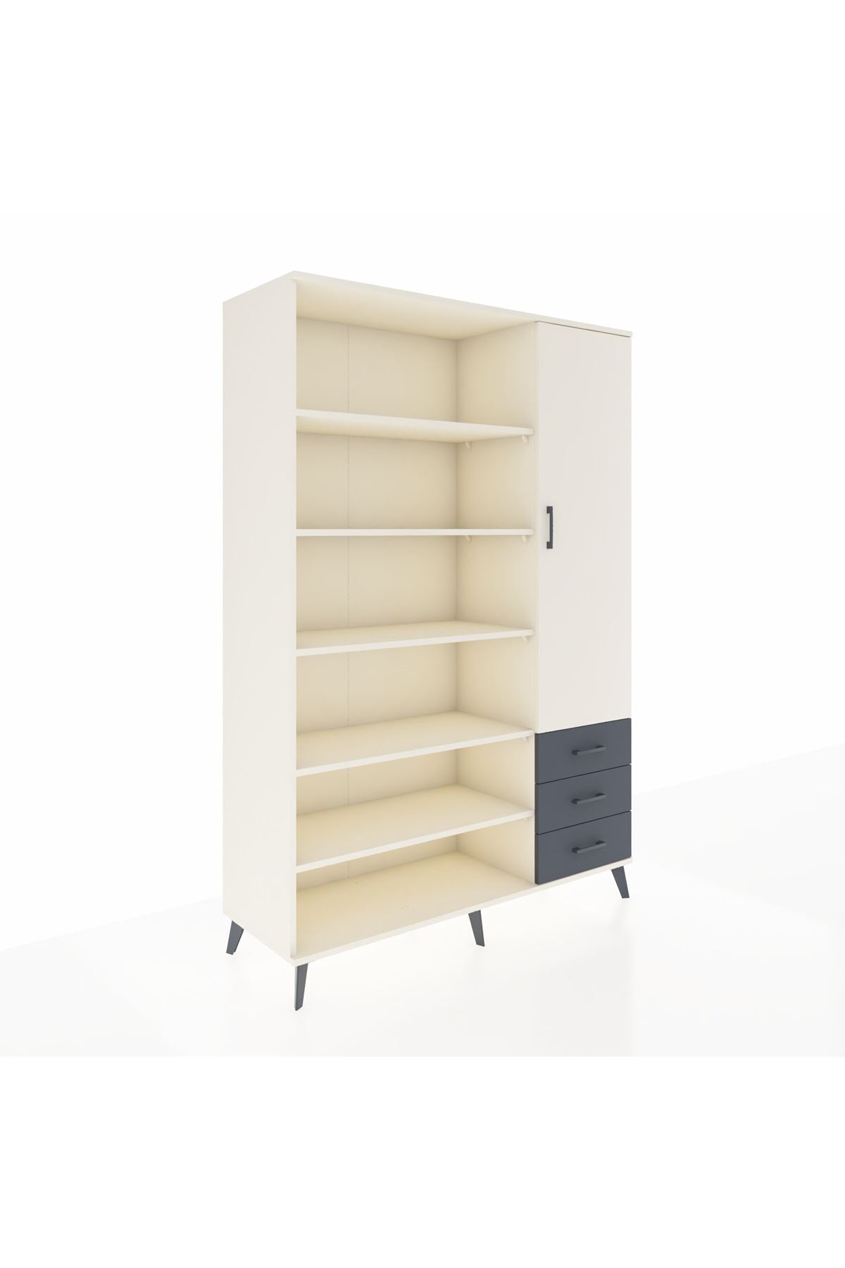 Hyperion Dolap 9 Raflı 3 Çekmeceli Tek Kapaklı  132x44x195 Aytaşı-Aytaşı/Antrasit