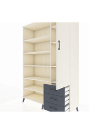 Hyperion Dolap 9 Raflı 3 Çekmeceli Tek Kapaklı  132x44x195 Aytaşı-Aytaşı/Antrasit