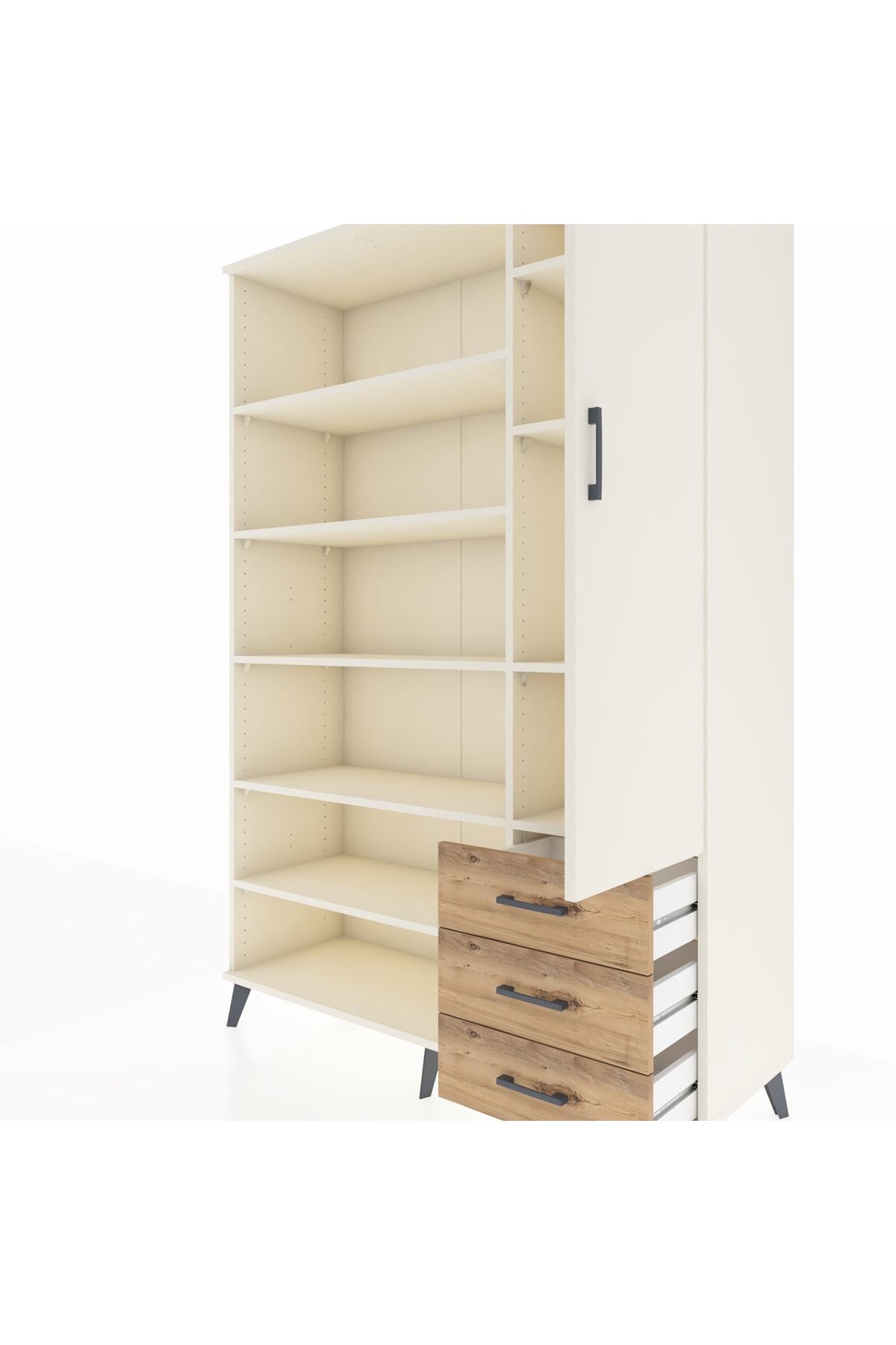 Hyperion Dolap 9 Raflı 3 Çekmeceli Tek Kapaklı  132x44x195 Aytaşı-Aytaşı/Çam