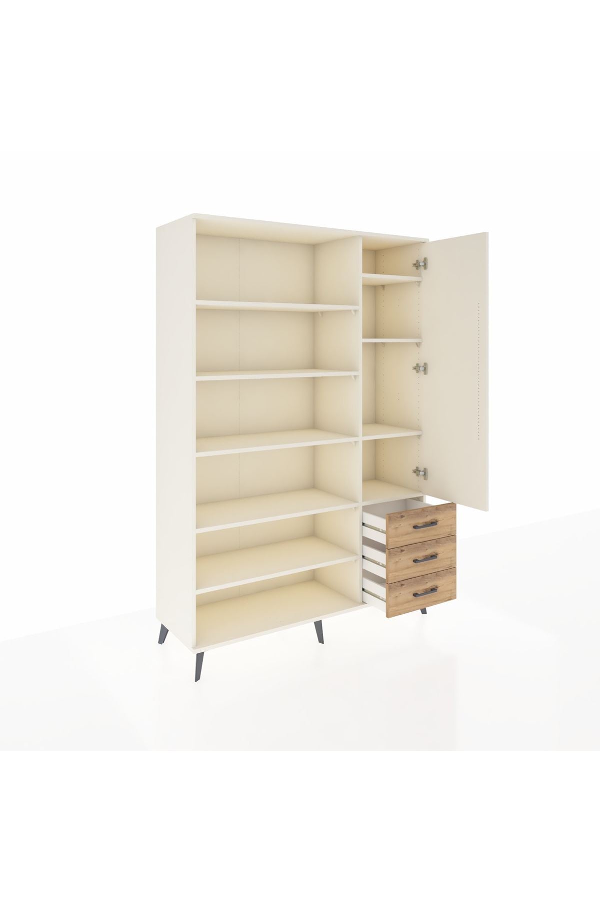 Hyperion Dolap 9 Raflı 3 Çekmeceli Tek Kapaklı  132x44x195 Aytaşı-Aytaşı/Çam