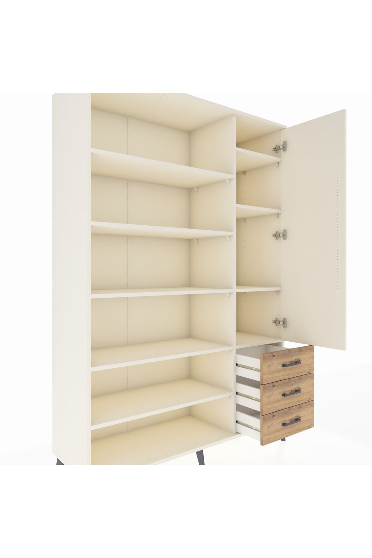 Hyperion Dolap 9 Raflı 3 Çekmeceli Tek Kapaklı  132x44x195 Aytaşı-Aytaşı/Çam