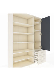 Hyperion Dolap 9 Raflı 3 Çekmeceli Tek Kapaklı  132x44x195 Aytaşı-Antrasit/Aytaşı