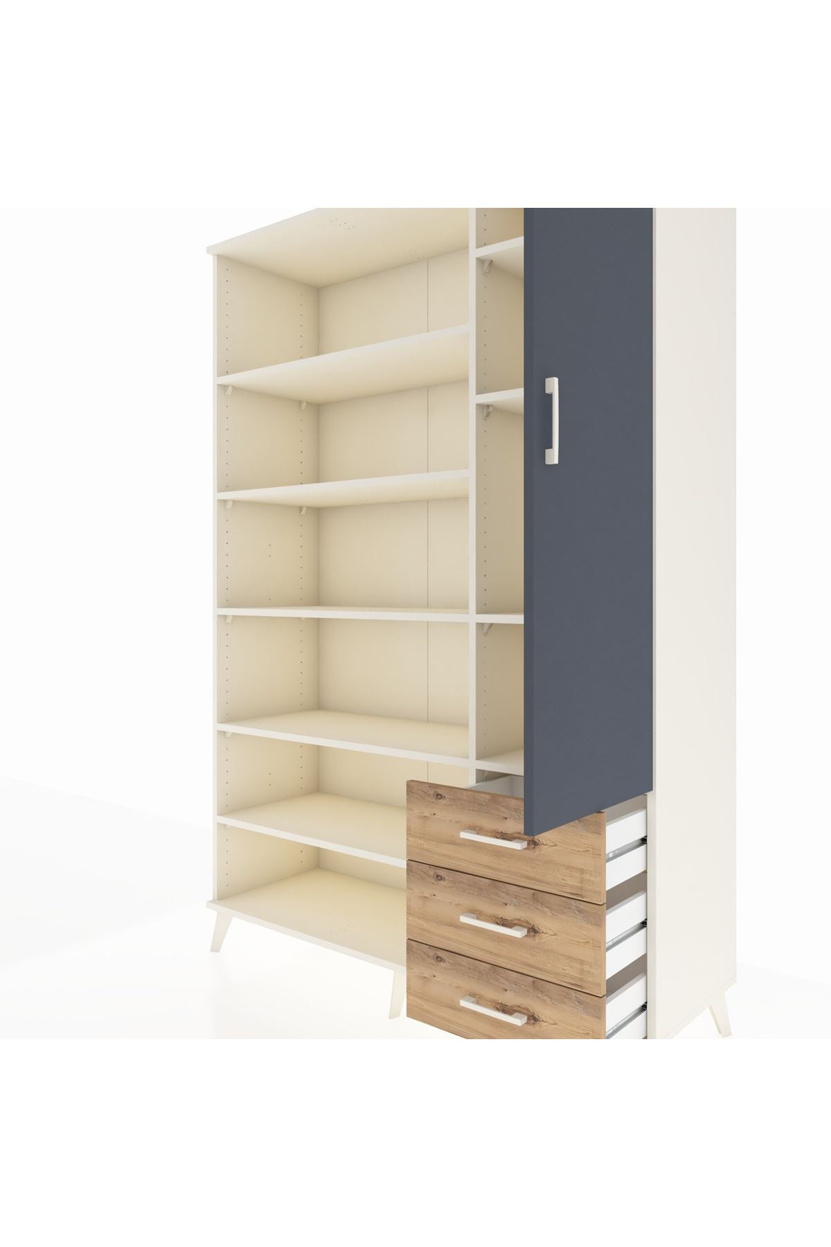 Hyperion Dolap 9 Raflı 3 Çekmeceli Tek Kapaklı  132x44x195 Aytaşı-Antrasit/Çam