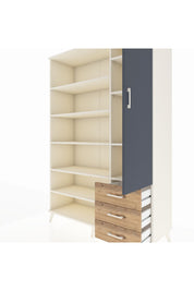 Hyperion Dolap 9 Raflı 3 Çekmeceli Tek Kapaklı  132x44x195 Aytaşı-Antrasit/Çam