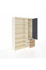 Hyperion Dolap 9 Raflı 3 Çekmeceli Tek Kapaklı  132x44x195 Aytaşı-Antrasit/Çam