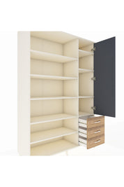 Hyperion Dolap 9 Raflı 3 Çekmeceli Tek Kapaklı  132x44x195 Aytaşı-Antrasit/Çam