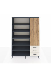 Hyperion Dolap 9 Raflı 3 Çekmeceli Tek Kapaklı  132x44x195 Antrasit-Çam/Aytaşı