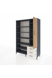 Hyperion Dolap 9 Raflı 3 Çekmeceli Tek Kapaklı  132x44x195 Antrasit-Çam/Aytaşı