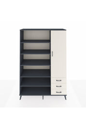 Hyperion Dolap 9 Raflı 3 Çekmeceli Tek Kapaklı  132x44x195 Antrasit-Aytaşı/Aytaşı