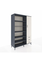 Hyperion Dolap 9 Raflı 3 Çekmeceli Tek Kapaklı  132x44x195 Antrasit-Aytaşı/Aytaşı
