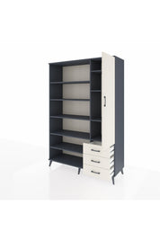 Hyperion Dolap 9 Raflı 3 Çekmeceli Tek Kapaklı  132x44x195 Antrasit-Aytaşı/Aytaşı