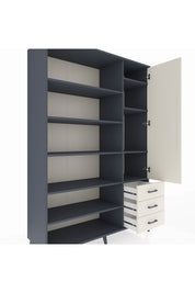 Hyperion Dolap 9 Raflı 3 Çekmeceli Tek Kapaklı  132x44x195 Antrasit-Aytaşı/Aytaşı