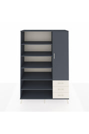 Hyperion Dolap 9 Raflı 3 Çekmeceli Tek Kapaklı  132x44x195 Antrasit-Antrasit/Aytaşı