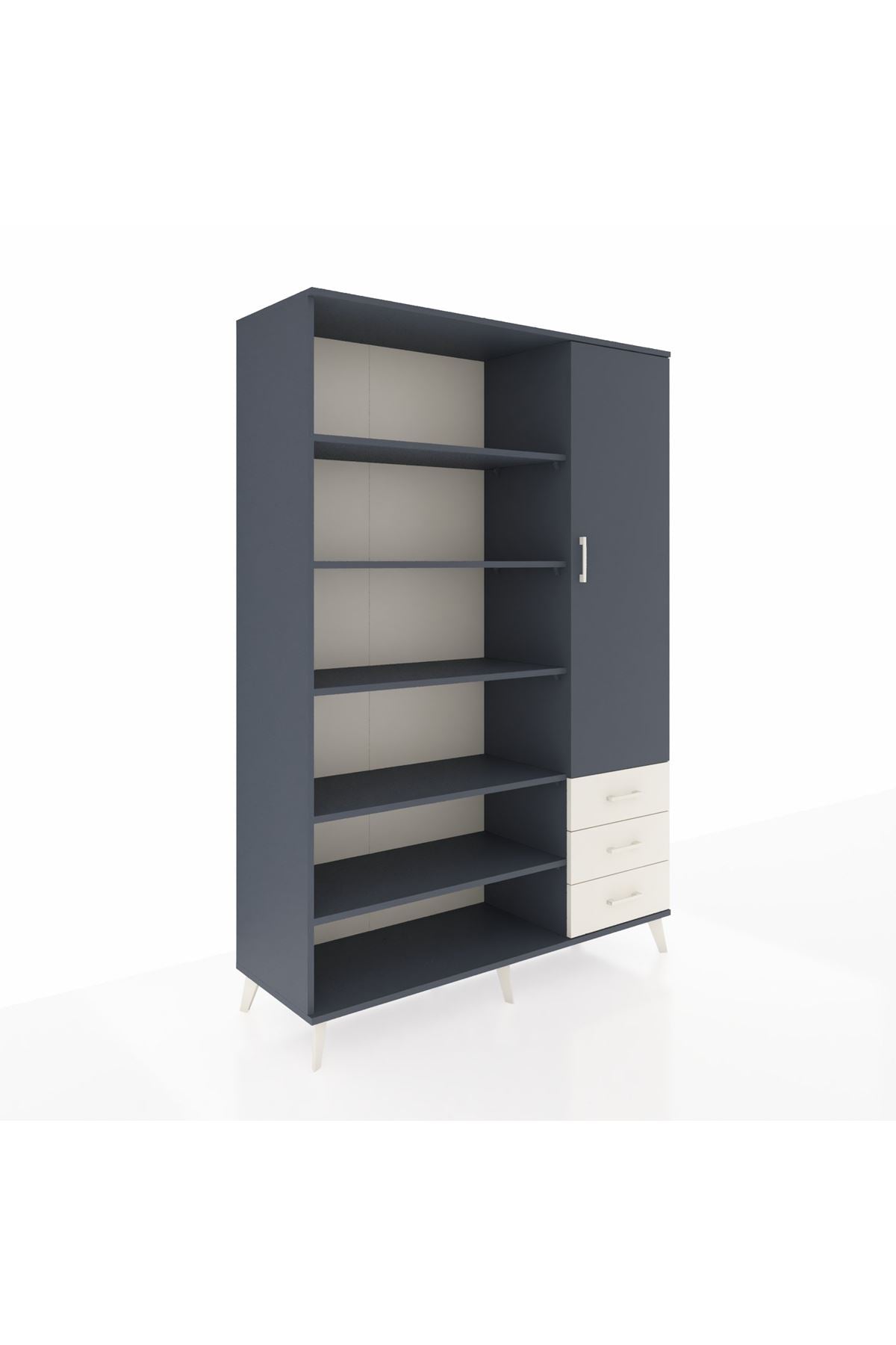 Hyperion Dolap 9 Raflı 3 Çekmeceli Tek Kapaklı  132x44x195 Antrasit-Antrasit/Aytaşı